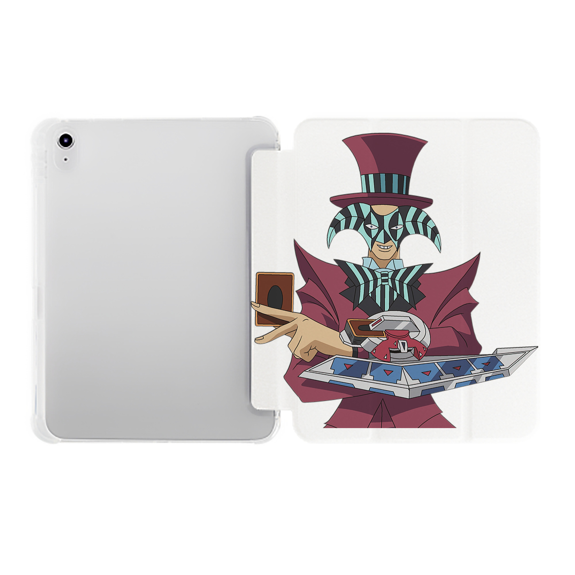 （画像用） 遊☆戯☆王 Yu-Gi-Oh! IPad ケース ペン収納付き 三つ折りスタンド PUレザー×シリコン 対応機種9.5/10.5/10.9インチ